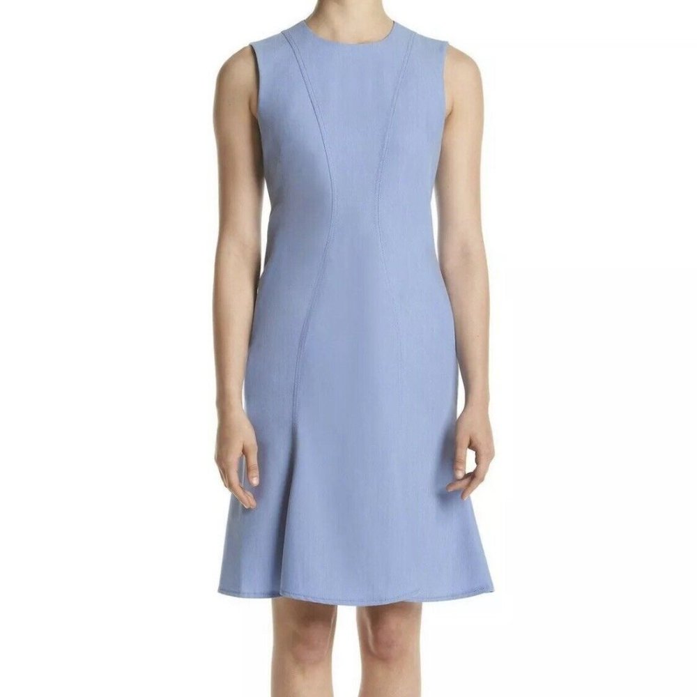 Calvin Klein Sleeveless Woven Flutter Hem Midi Dress | Chalk Blue | Size 12